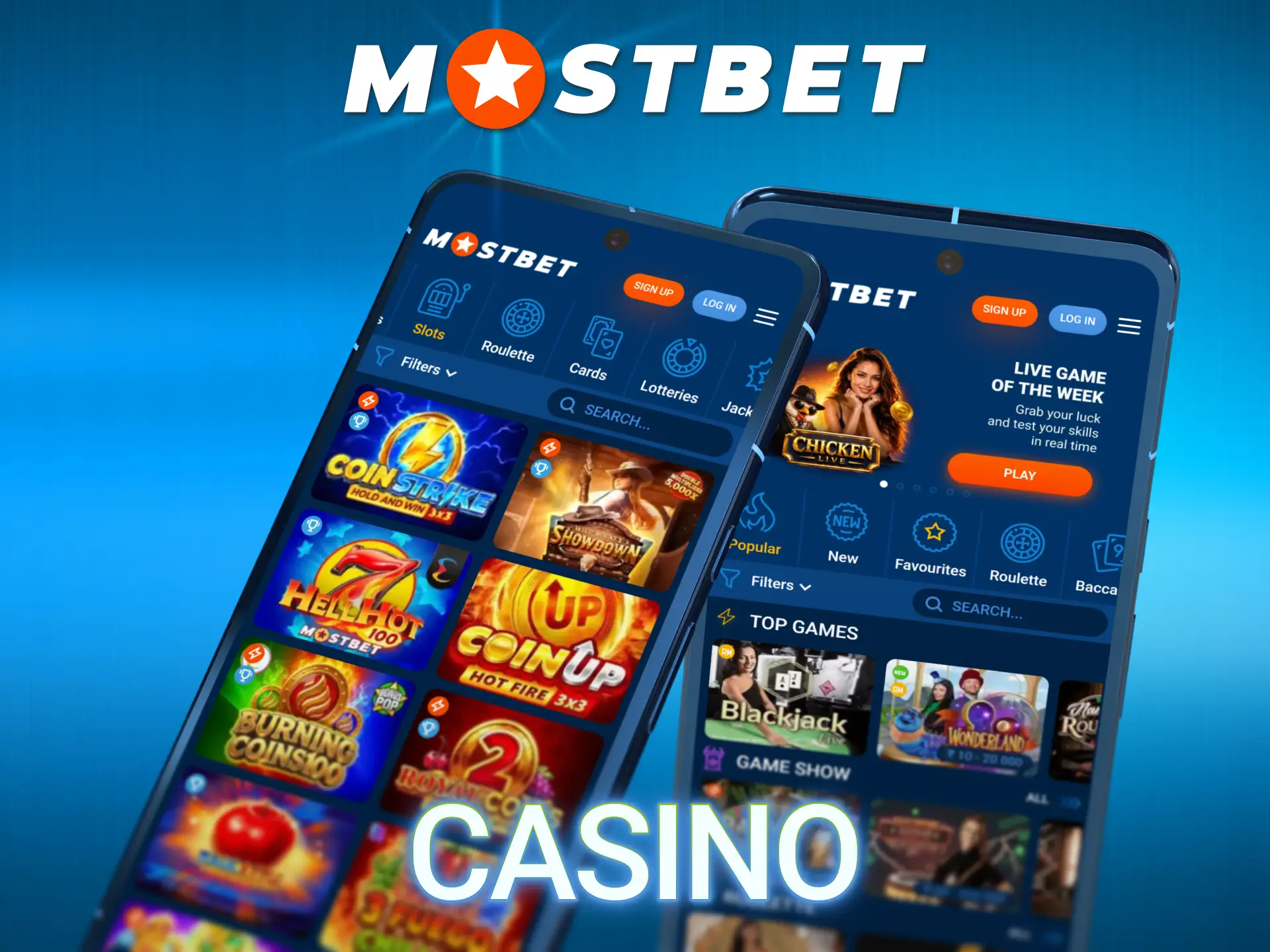 Play popular slots and live dealer tables inside Mostbet App.