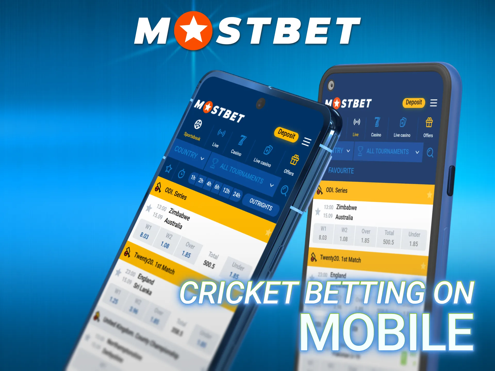 Place your favorite cricket betting wagers directly from your phone.