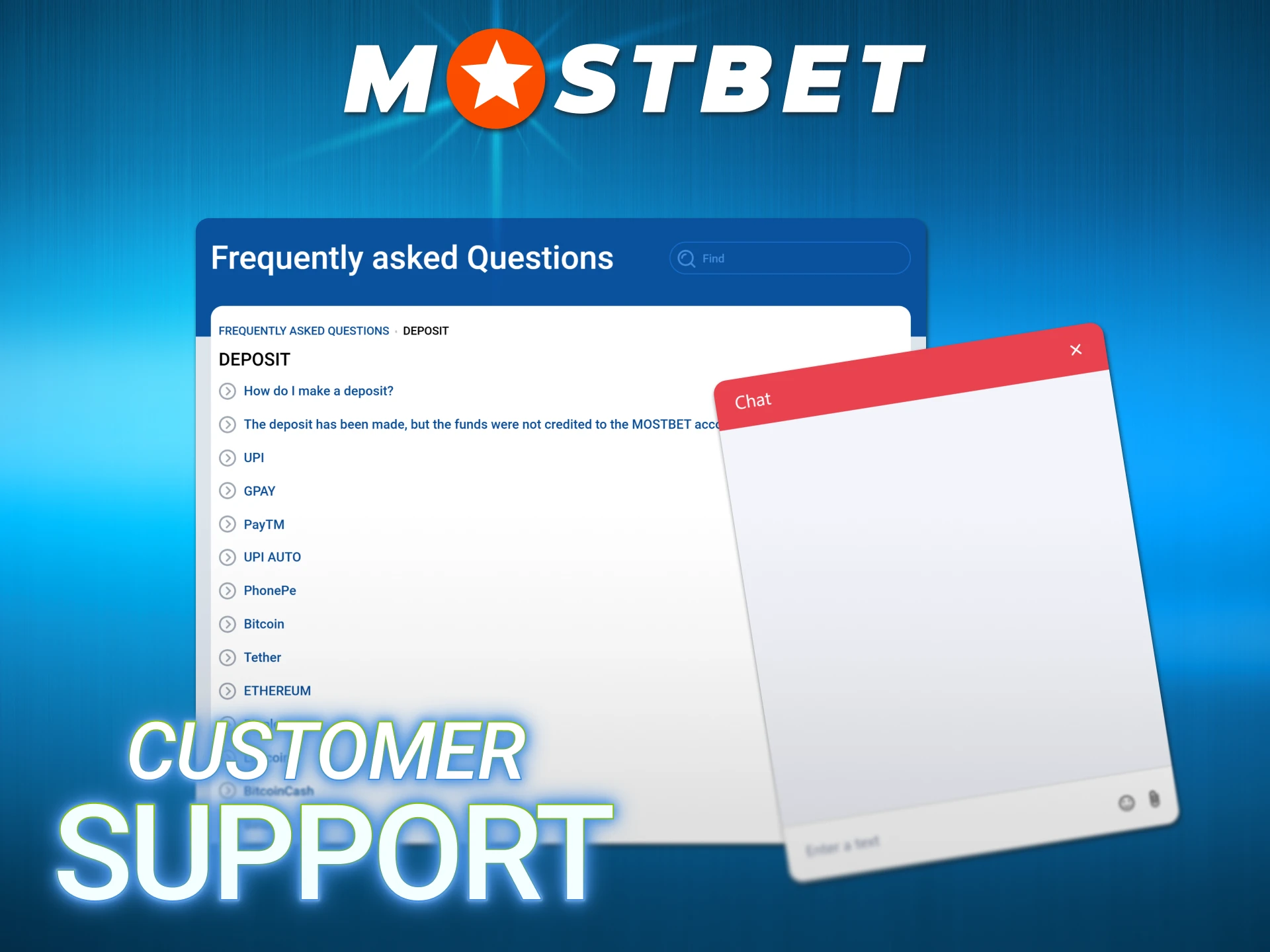 Contact support team to solve any problems with your Mostbet deposit.