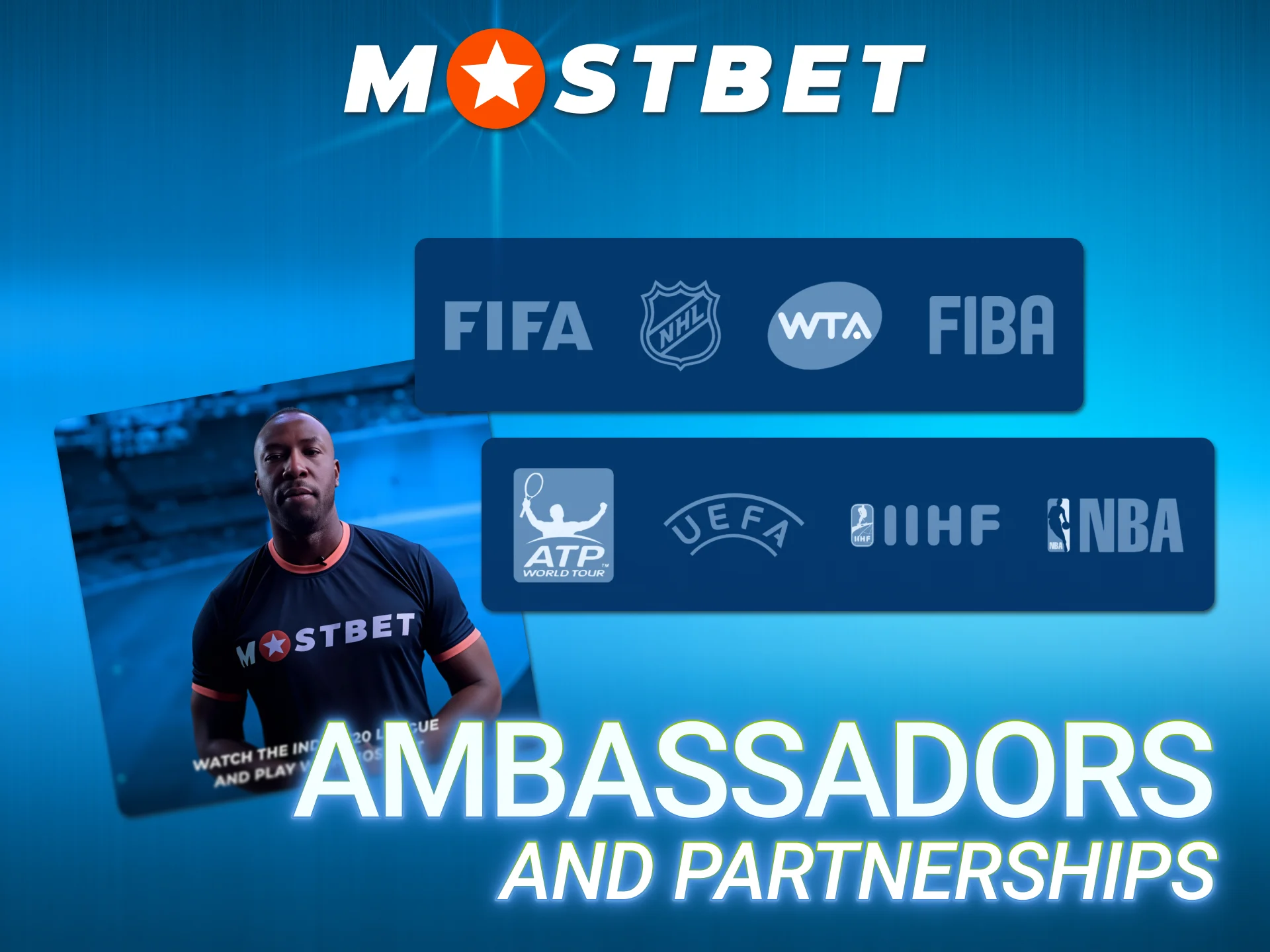 Meet official global brand ambassadors featured on the active Mostbet Main.