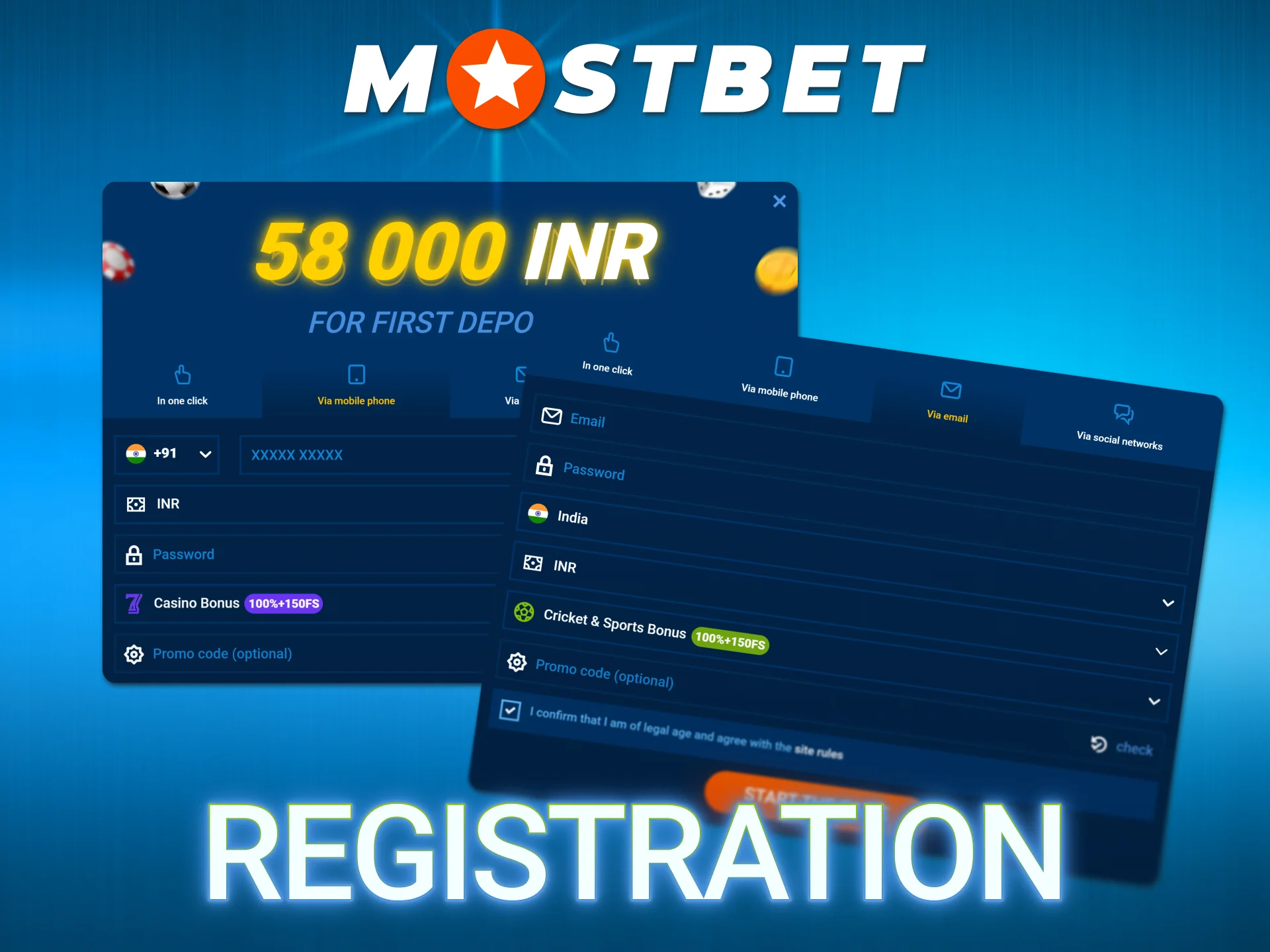 Choose your preferred signup method on the official Mostbet Main site.