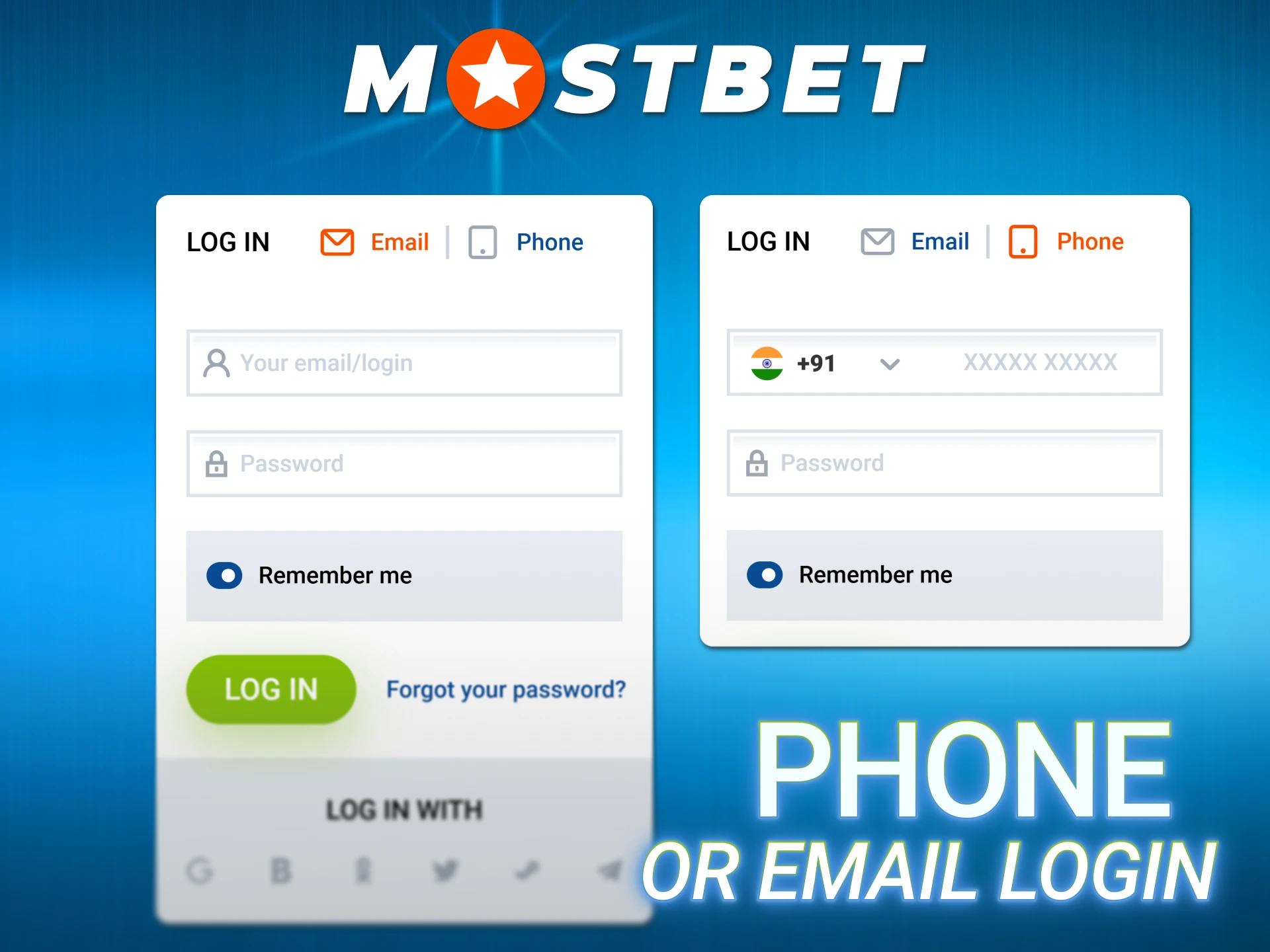 Sign in to profile using credentials after Mostbet Registration success.