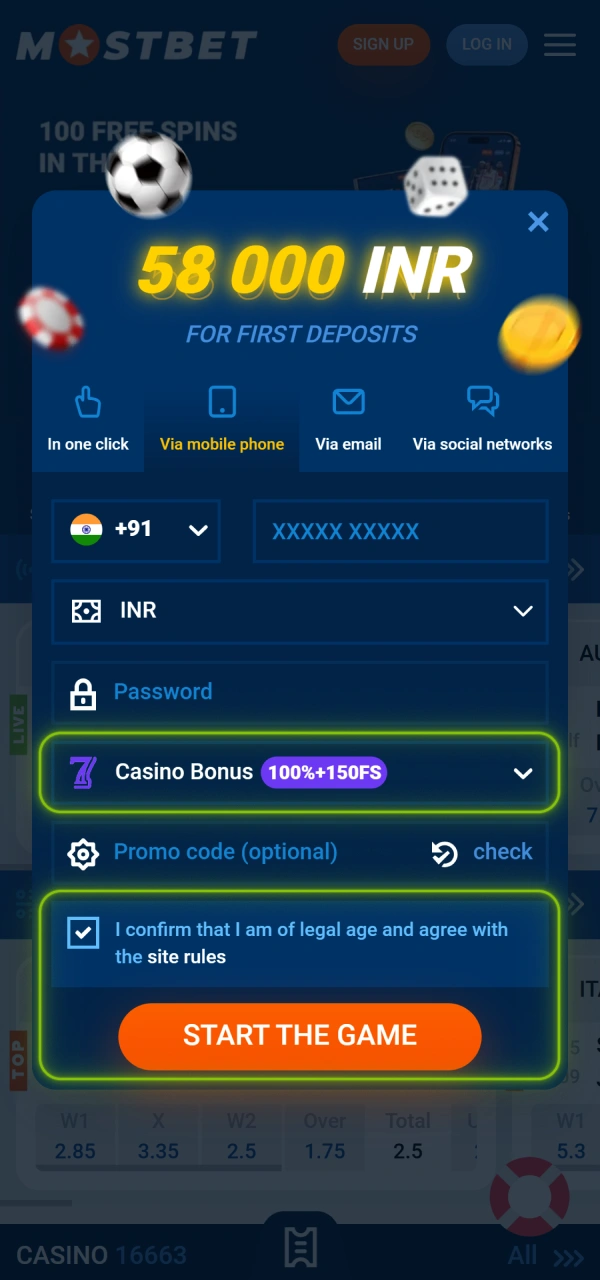 Select starting gift during your phone Mostbet Registration setup.