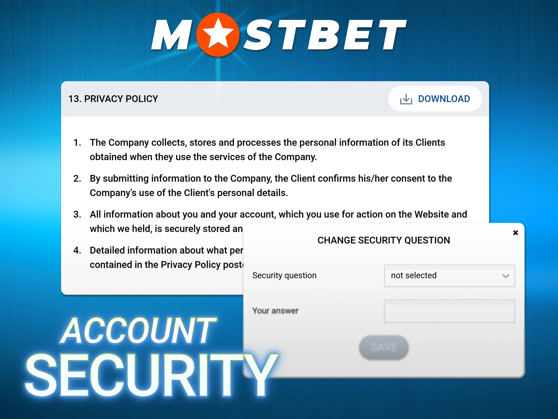 Enable extra protection features immediately after Mostbet Registration ends.